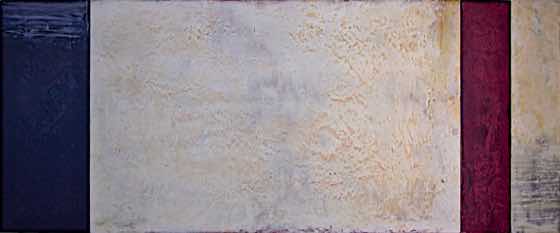 acrylic, plaster on wood panel, 56 in. x 23 in. (142 cm x 58 cm)